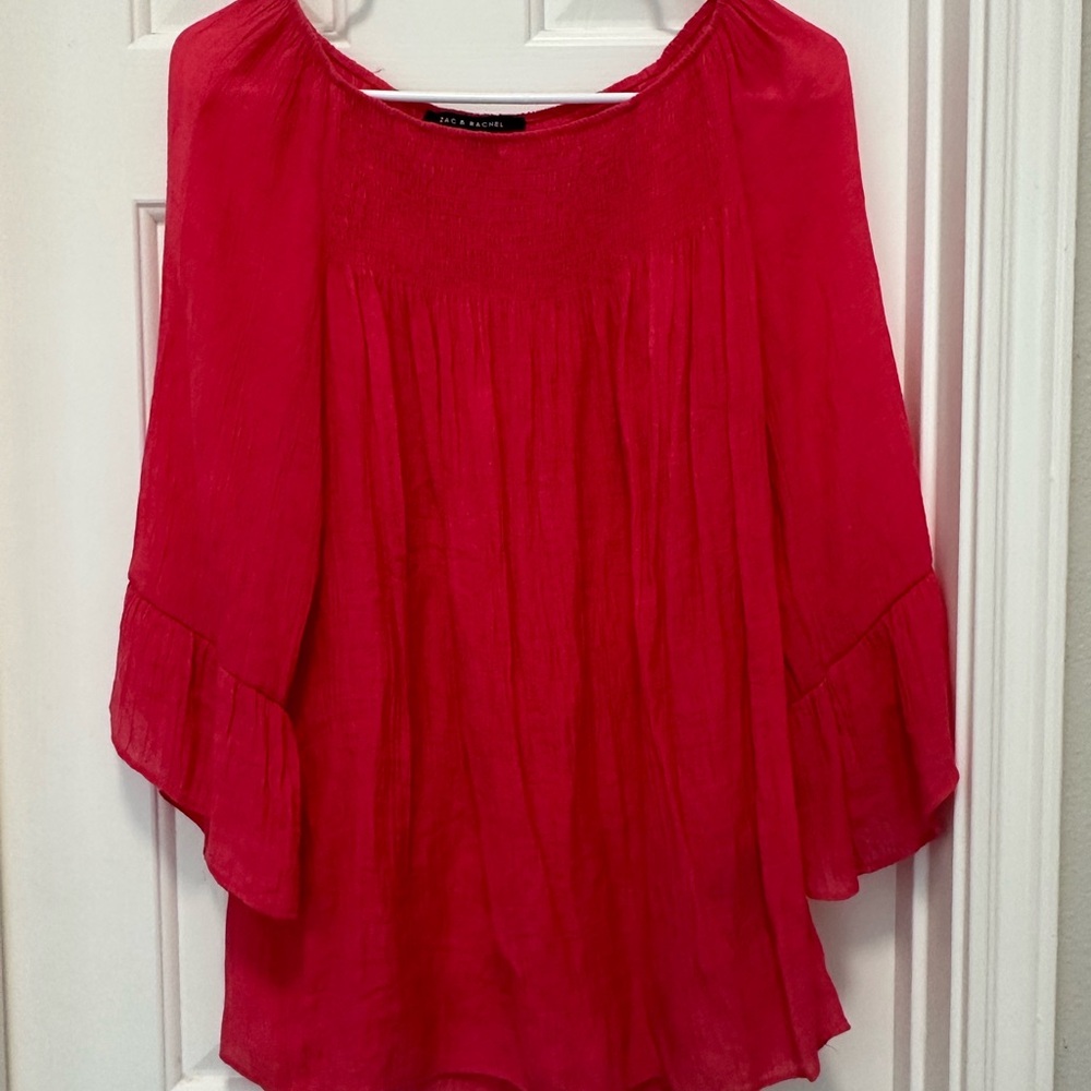 Zac & Rachel Red Bell Sleeve Blouse